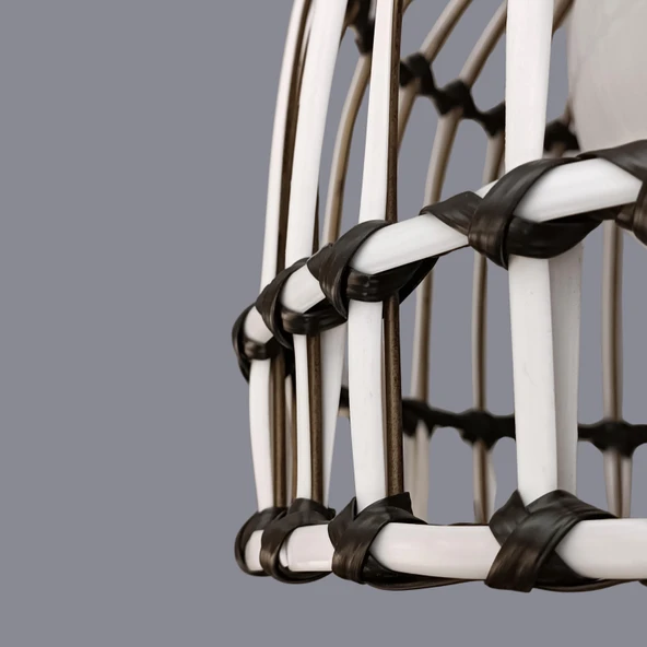 Martin Siyah Beyaz Rattan Sarkıt Avize - 4