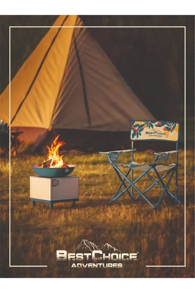 2 Adet Desenli Katlanır Kamp Piknik Sandalyesi Rejisör Koltuğu - Resim 2