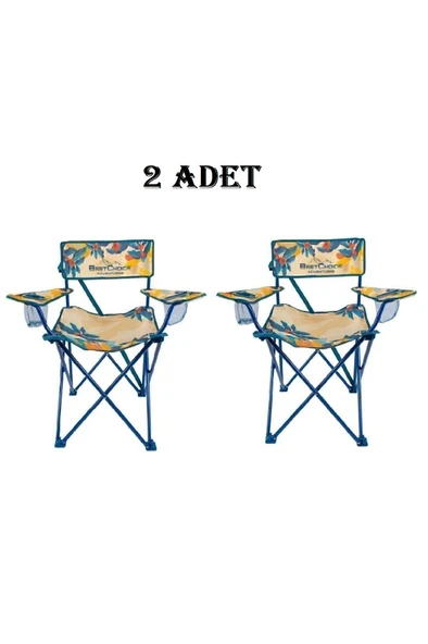 2 Adet Desenli Katlanır Kamp Piknik Sandalyesi Rejisör Koltuğu