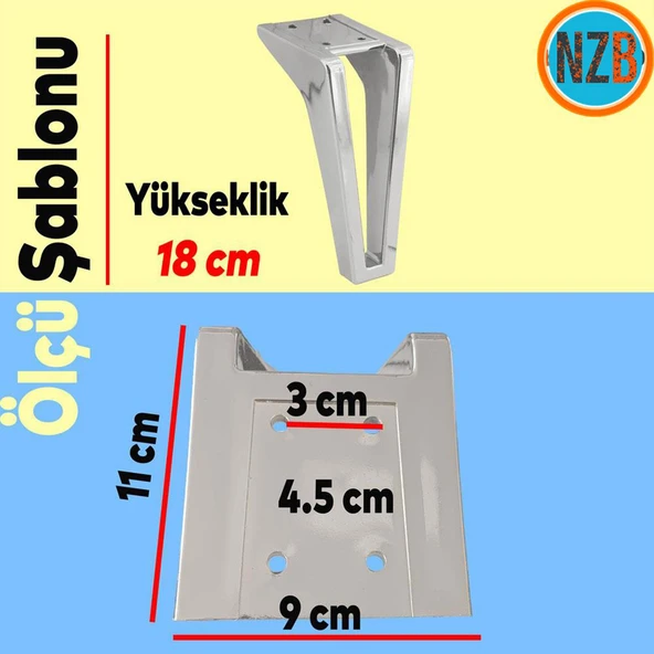 Mobilya Kanepe Tv Ünitesi Koltuk Ayağı 18 Cm Krom Renk Konsol Ayakları - 2