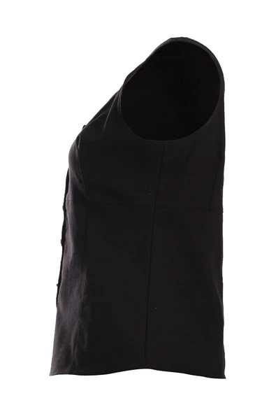 Ysatis Minimalist Crop Denim Yelek - Kolsuz, Düğmeli, Günlük - 8