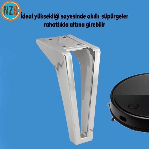 Mobilya Kanepe Tv Ünitesi Koltuk Ayağı 18 Cm Krom Renk Konsol Ayakları - 5
