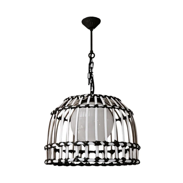 Martin Siyah Beyaz Rattan Sarkıt Avize