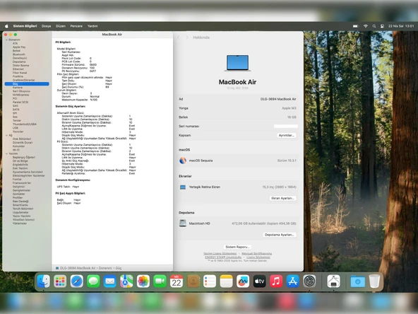 Apple MacBook Air M3 16GB RAM 512GB SSD macOS 15” QHD+ Gümüş MXD23TU/A (İKİNCİ EL) - Resim 5