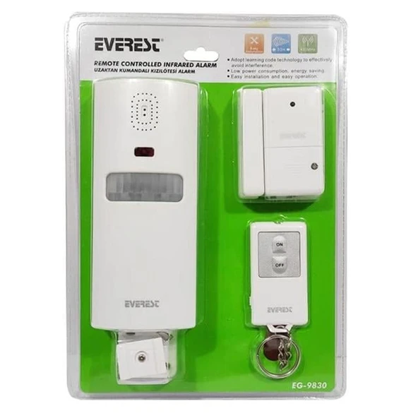 Everest EG-9830 PIR Kızılötesi Hareket Sensörlü Güvenlik Alarmı Uzaktan Kumandalı - 2