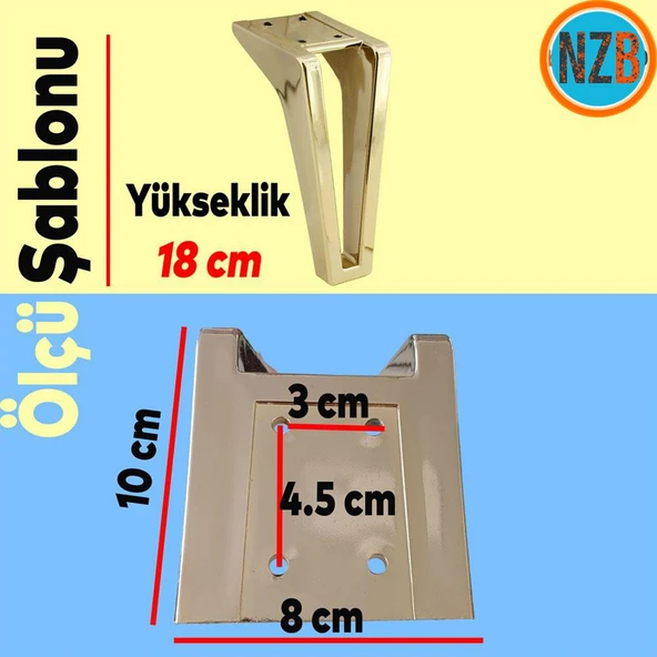 Mobilya Kanepe Tv Ünitesi Koltuk Ayağı 18 Cm Altın Gold Konsol Ayakları - Resim 2