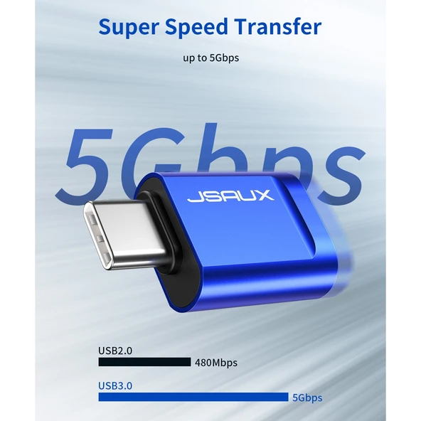 Jsaux Usb-C To USB Adaptörü , Type-c To Usb Dönüştürücü 1 Adet Mavi Aparat 5gbps USB3.0 Çevirici - 2