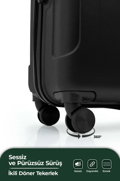 Petra Lüx 2'li Abs Valiz Seti Büyük & Orta - Siyah - 5