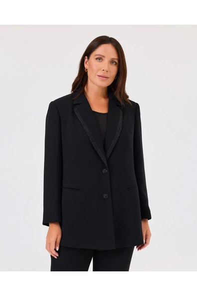 Gala-xi Kadın Büyük Beden Sim Detalı Çift Düğmeli Şık Takım 10002422714003