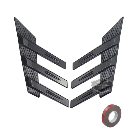 3D Sportif Üniversal Her Araca Uyumlu Arka Cam Havalandırma Venti Air Scoop İthal Dekor Ventil 2 Parça Siyah Sağ Sol Takım - 6
