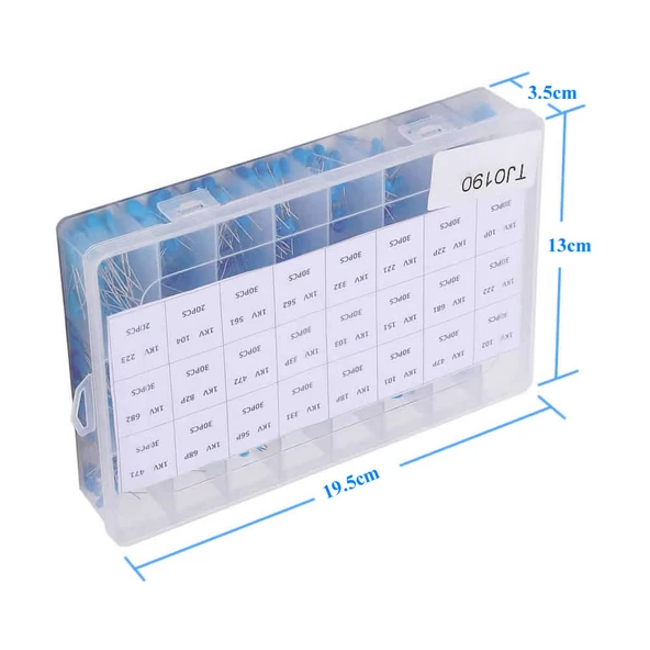 700 Adet Kutulu Yüksek Voltaj Kapasitör Seti 1KV 24 Çeşit Seramik Yüksek Voltaj - Resim 2