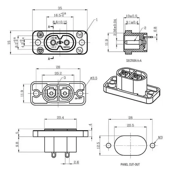 220V 5A AC Dişi Power Giriş Soketi C7 2 Pin Panel Montaj Tip Elektrik Güç Kablo Bağlantı Konnektörü - Resim 5