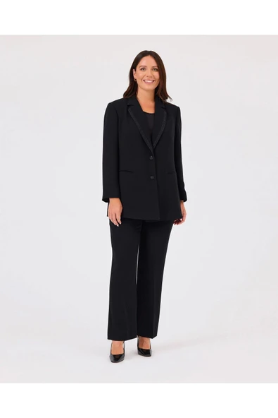 Gala-xi Kadın Büyük Beden Sim Detalı Çift Düğmeli Şık Takım 10002422714003 - 4