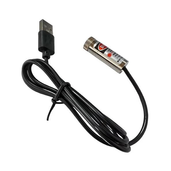 Usb Kablolu 5mW 650nm Kırmızı Artı Lazer Modül 1 Metre Kablo Lens ile Odak Ayarlı 12mm Çap İşaretle - 8
