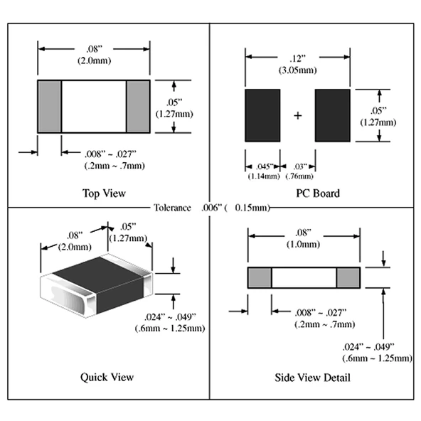 0805 Smd Kapasitör Set 16 Tip 320 Parça Yüzey Montaj Film Seramik - Resim 3