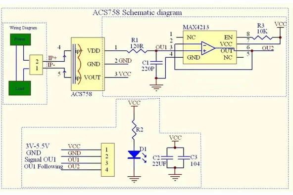 ACS758 50A Sensör Modül AC DC Çift Yönlü Güç Kaynağı Motor Kontrol Analog Voltaj Çıkışı Yüksek Hassa - Resim 8