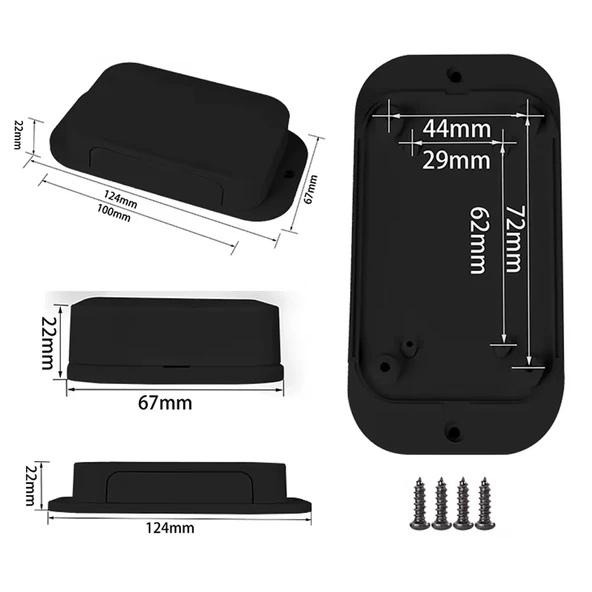 AK-W-67 100x67x22mm Plastik Kutu Siyah Renk Duvar Montaj Tip Elektronik Devre Cihaz Ev Otomasyon - Resim 5