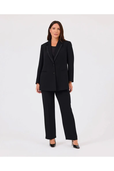 Gala-xi Kadın Büyük Beden Sim Detalı Çift Düğmeli Şık Takım 10002422714003 - 2