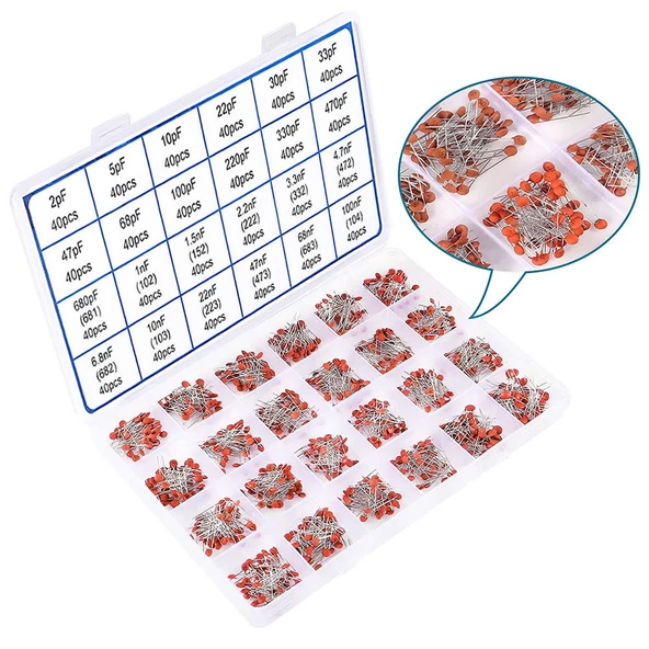 960 Adet Kutulu Seramik Kapasitör Seti 24 Çeşit 40ar Adet - Resim 3