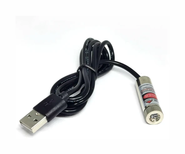 Usb Kablolu 5mW 650nm Kırmızı Artı Lazer Modül 1 Metre Kablo Lens ile Odak Ayarlı 12mm Çap İşaretle - 7