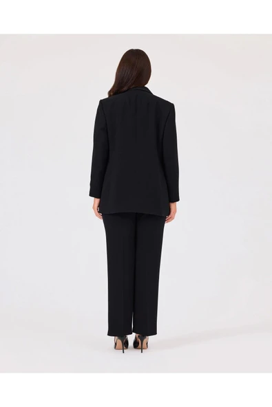 Gala-xi Kadın Büyük Beden Sim Detalı Çift Düğmeli Şık Takım 10002422714003 - 6