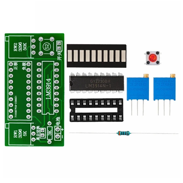 Demonte LM3914 10 Led 3.7V Lityum 12V Pil Kapasite Gösterge Modül DIY Led Elektronik Lehimleme Eğiti - Resim 4