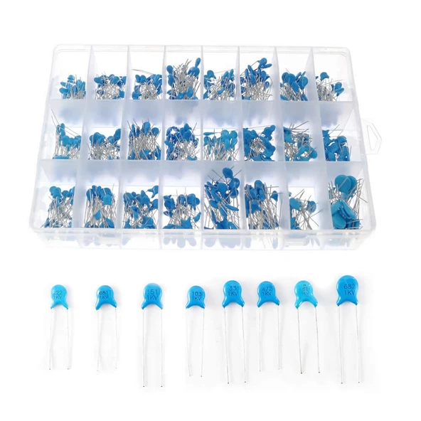 700 Adet Kutulu Yüksek Voltaj Kapasitör Seti 1KV 24 Çeşit Seramik Yüksek Voltaj - Resim 3