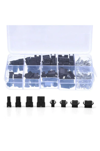 JST SM Konnektör Set 200 Parça Set Kutulu 2 3 4 5 Pin Erkek Dişi Terminal Konnektör Sıkmalı Pin - Resim 6