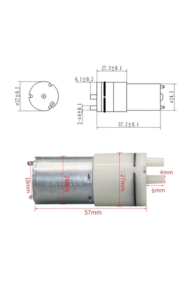 3V Mini Hava Pompası 60KPa 2.4l/dakika Akvaryum Medikal Basınç Gaz Tank Oksijen Motor Havalandırma - Resim 5