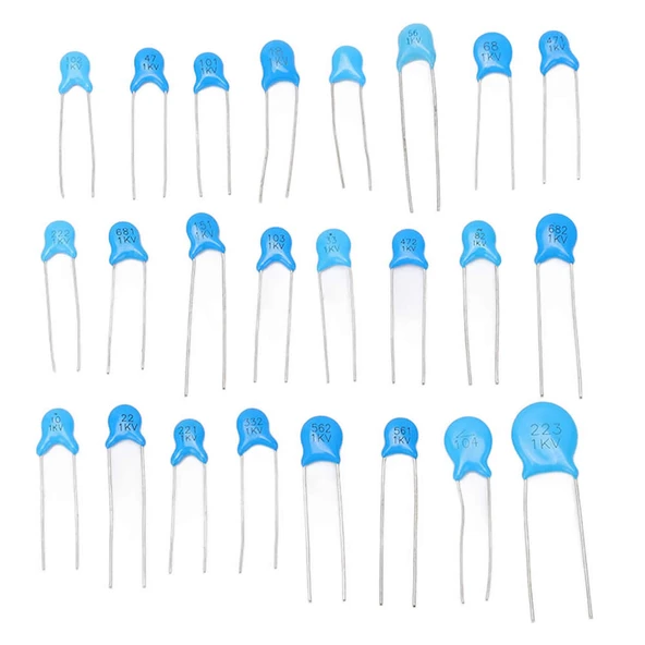 700 Adet Kutulu Yüksek Voltaj Kapasitör Seti 1KV 24 Çeşit Seramik Yüksek Voltaj - Resim 5