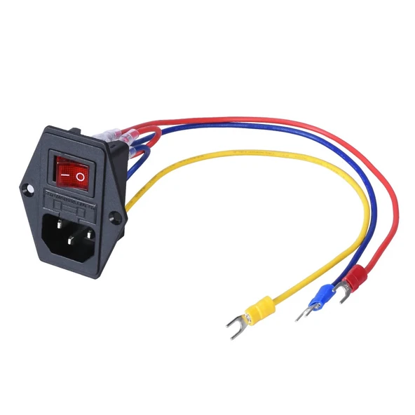 Kablolu 220V Erkek Power Soketi Sigorta Yuvalı ve Işıklı Açma Kapama Anahtarlı Kulaklıklı Montaj Tip - 7