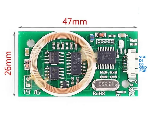 Dual RFID Okuyucu Modül Weigand 7941d 125khz 13.56Mhz Manyetik Kart Anahtarlık Etiket Personel Geçiş - Resim 4