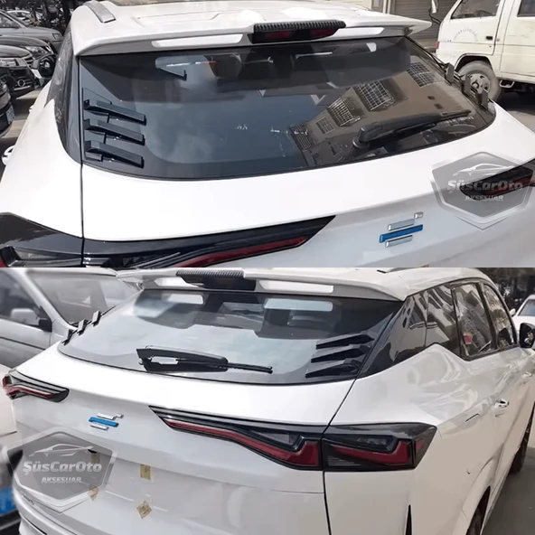 3D Sportif Üniversal Her Araca Uyumlu Arka Cam Havalandırma Venti Air Scoop İthal Dekor Ventil 2 Parça Siyah Sağ Sol Takım - 8