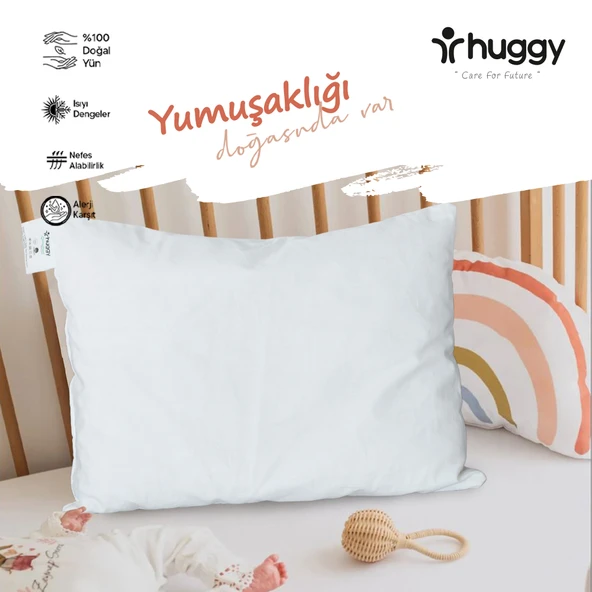 Huggy %100 Yeni Zelanda Kuzu Yünü 30x40 cm Bebek Yastığı