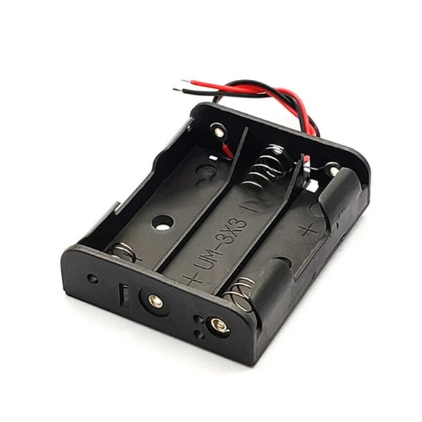 3lü AAA Pil Kutusu Yuvası İnce Küçük Tip 3 Tane 1.5V Pil DC 4.5V Plastik Pil Tutucu 14cm Kablo