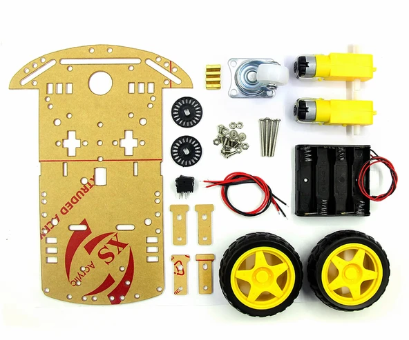 Demonte 2WD Akıllı Robot Araba Şasi Kiti DIY Pleksi Tekerlek Motor Çizgi İzleyen Engelden Kaçma
