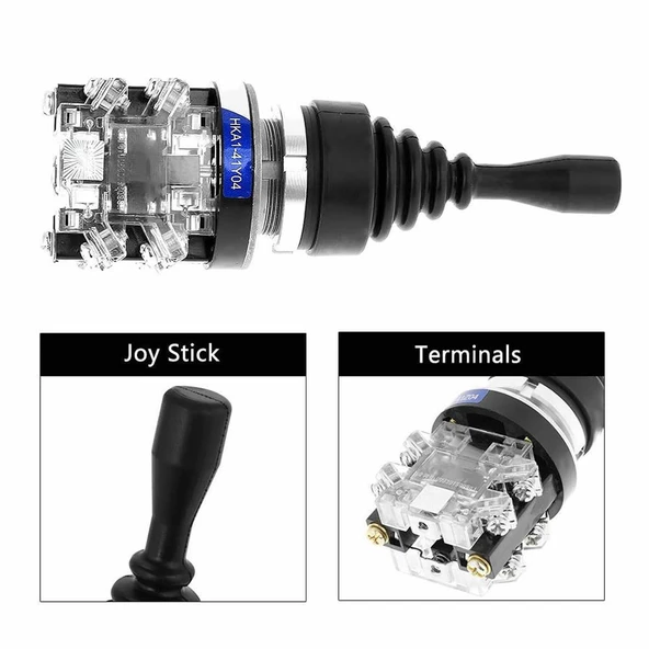 HKA1-41Y04 Joystick Latch 4 Yön NO Kumanda Kol Kalıcı Kilitli 10A 250V Monolever Anahtar Switch 30mm - Resim 6