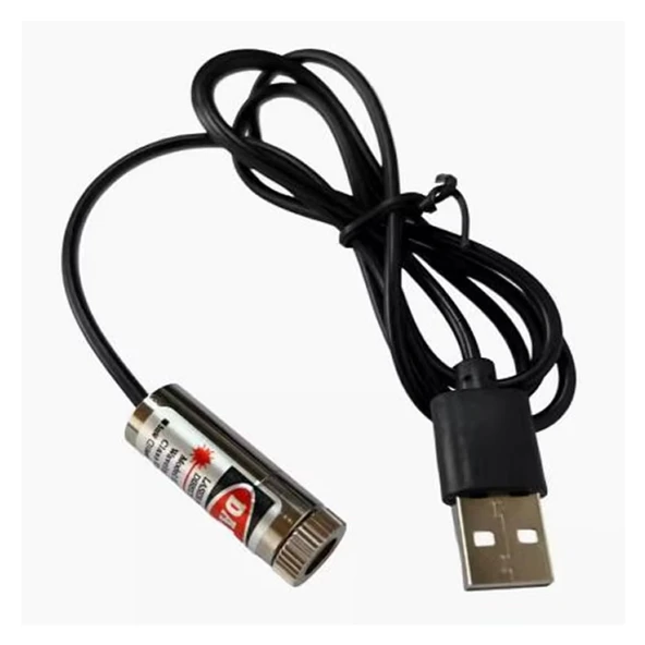 Usb Kablolu 5mW 650nm Kırmızı Çizgi Lazer Modül 1 Metre Kablo Lens ile Odak Ayarlı 12mm Çap İşaretle - 8