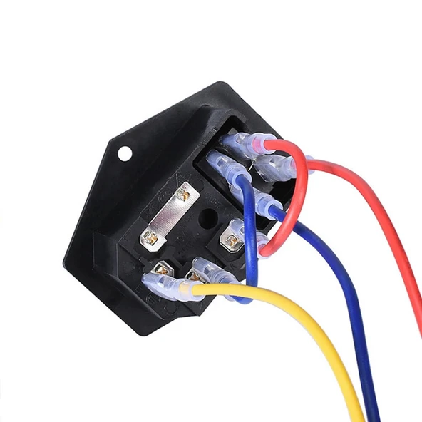Kablolu 220V Erkek Power Soketi Sigorta Yuvalı ve Işıklı Açma Kapama Anahtarlı Kulaklıklı Montaj Tip - 8