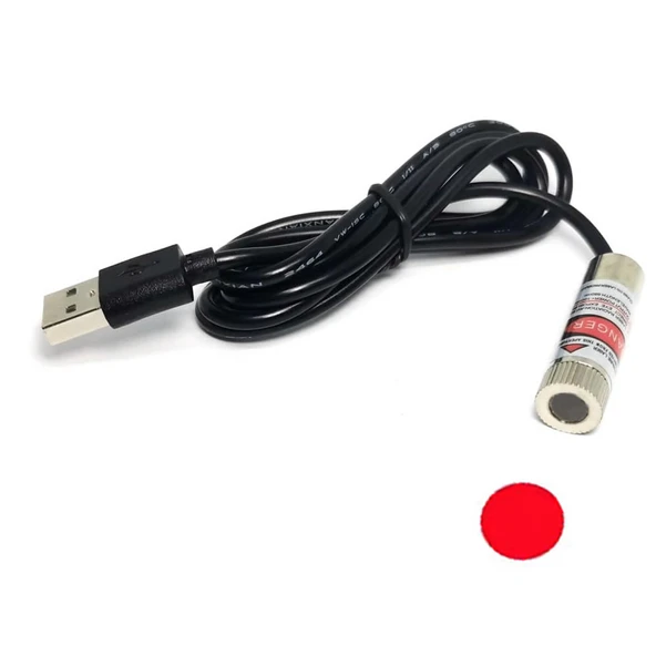 Usb Kablolu 5mW 650nm Nokta Çizgi Lazer Modül 1 Metre Kablo Lens ile Odak Ayarlı 12mm Çap İşaretle - 7