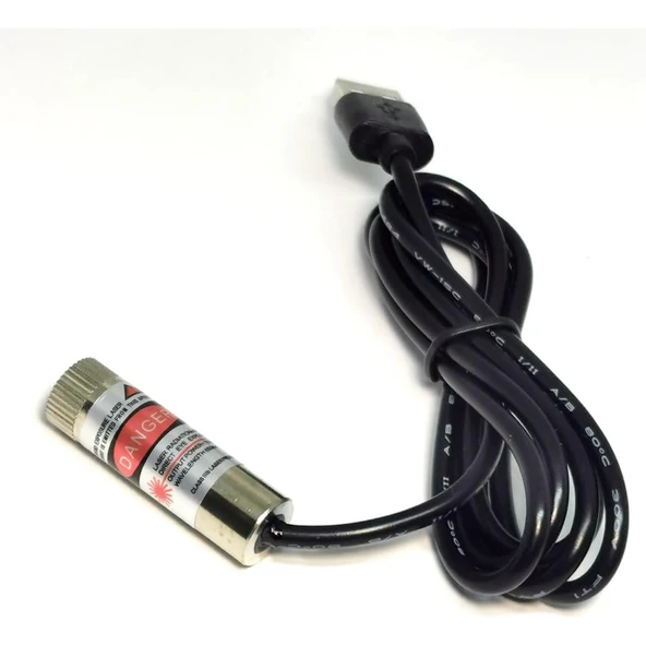 Usb Kablolu 5mW 650nm Kırmızı Artı Lazer Modül 1 Metre Kablo Lens ile Odak Ayarlı 12mm Çap İşaretle - 5