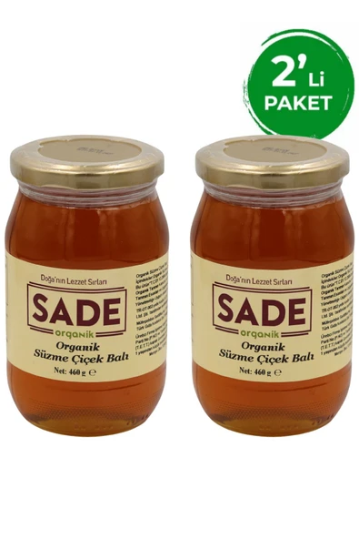 Sade Organik Organik Süzme Çiçek Balı 460 gr 2'li Paket