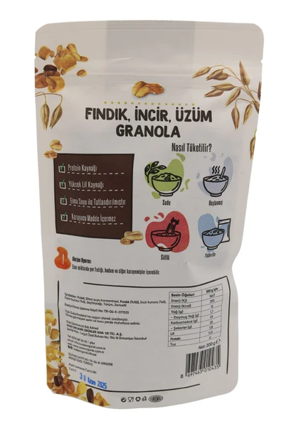 Sade Organik YER FISTIKLI - İNCİR ÜZÜM GRANOLA 200 GR 2 Lİ PAKET - 2