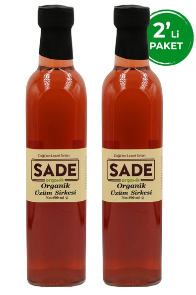 Sade Organik SADE ORGANİK ÜZÜM SİRKESİ 500 ml 2'li PAKET