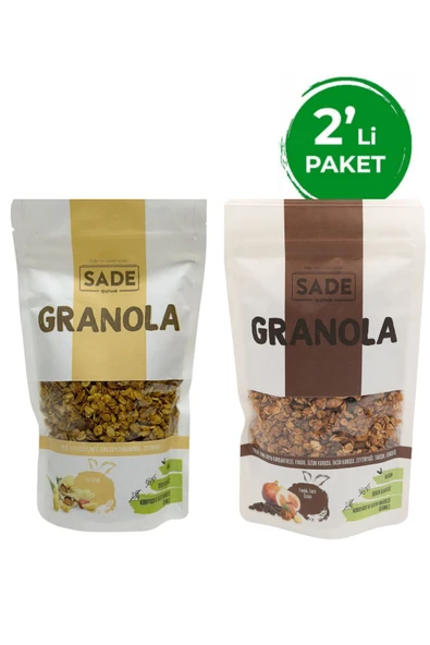 Sade Organik YER FISTIKLI - İNCİR ÜZÜM GRANOLA 200 GR 2 Lİ PAKET