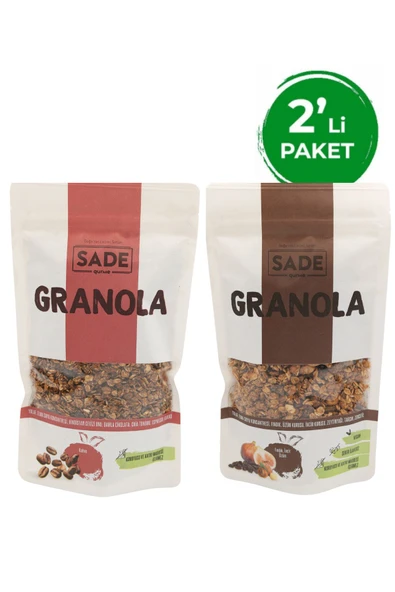 Sade Organik KAHVELİ - İNCİR ÜZÜM GRANOLA 200 GR 2 Lİ PAKET