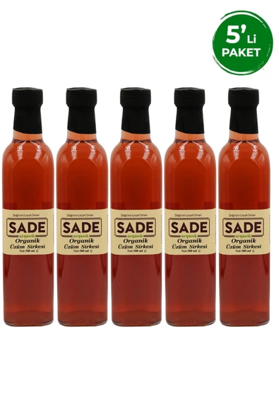 Sade Organik SADE ORGANİK ÜZÜM SİRKESİ 500 ml 5'li PAKET