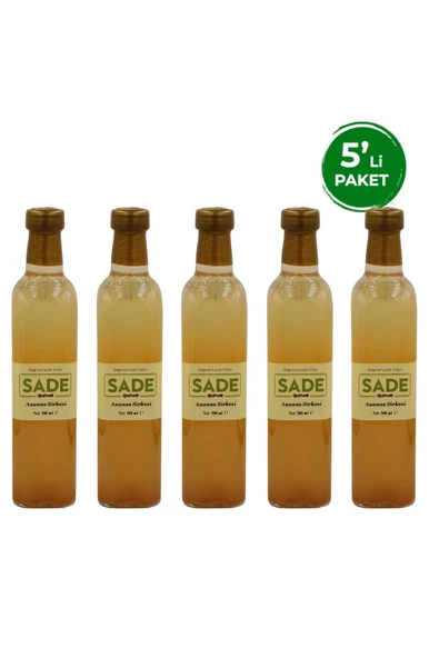 Sade Organik Ananas Sirkesi 500 Ml 5 Lİ PAKET (5 x 500ml)