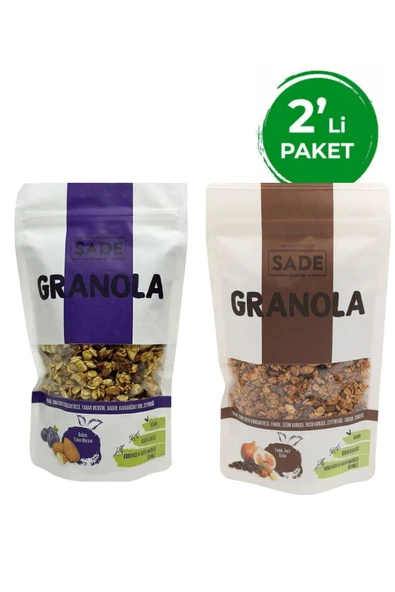 Sade Organik YABAN MERSİNLİ- İNCİR ÜZÜM GRANOLA 200 GR 2 Lİ PAKET