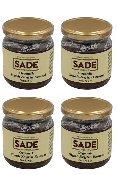 Sade Organik Siyah Zeytin Ezmesi 170 gr 4'lü Paket (4X170GR)